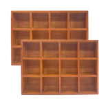 2 Pack Wooden Sorting Tray Grid Display Wood Divided Organizer Brown Finished Section Box (12 Compartments,12.9 x 9.1 x 1.55 Inch Each Tray) Cregugua