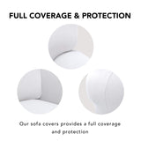 PureFit Super Stretch Sofa Slipcover – Spandex Non Slip Soft Couch Sofa Cover, Washable Furniture Protector with Non Skid Foam and Elastic Bottom for Kids, Pets （Loveseat, White PureFit
