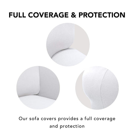 PureFit Super Stretch Sofa Slipcover – Spandex Non Slip Soft Couch Sofa Cover, Washable Furniture Protector with Non Skid Foam and Elastic Bottom for Kids, Pets （Loveseat, White PureFit