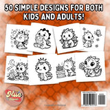 Dragon: Easy and Bold Coloring Book for Kids and Adults: Simple Stress Relief Designs of Cute Dragons. WoodArtSupply