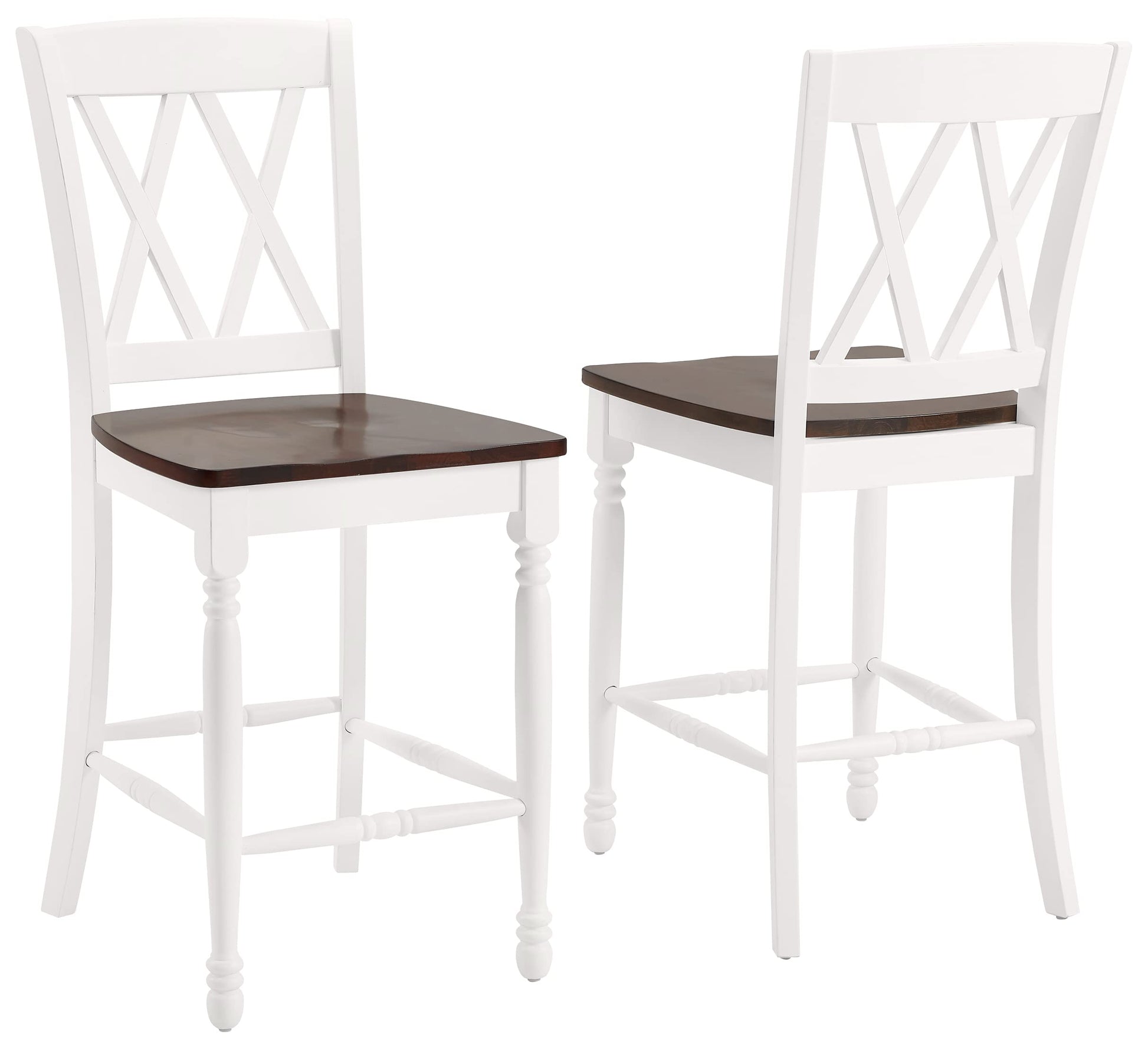 Crosley Furniture Shelby Wood X Back Counter Height Bar Stools Set of 2 - WoodArtSupply