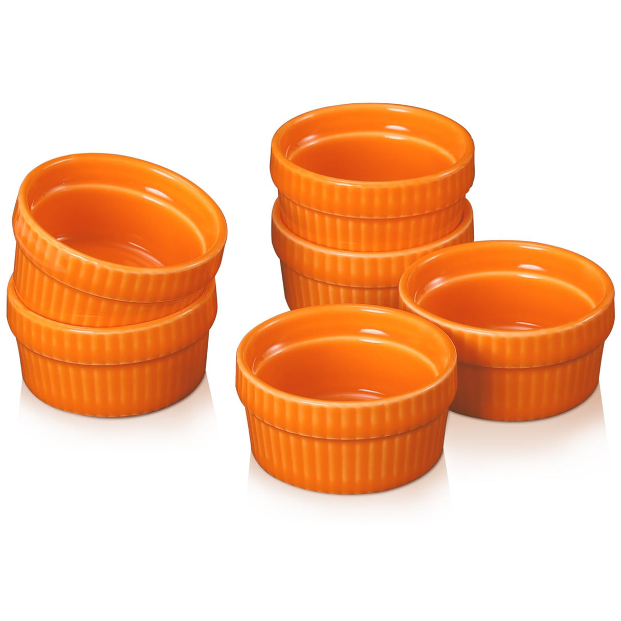 Creme Brulee Ramekins 1.5 oz Set of 6 Oven Safe, Vidalenta Ceramic Dipping Sauce Cups Dessert Dishes Bowls for Kitchen Custard Dessert Charcuterie Board, Orange Vidalenta