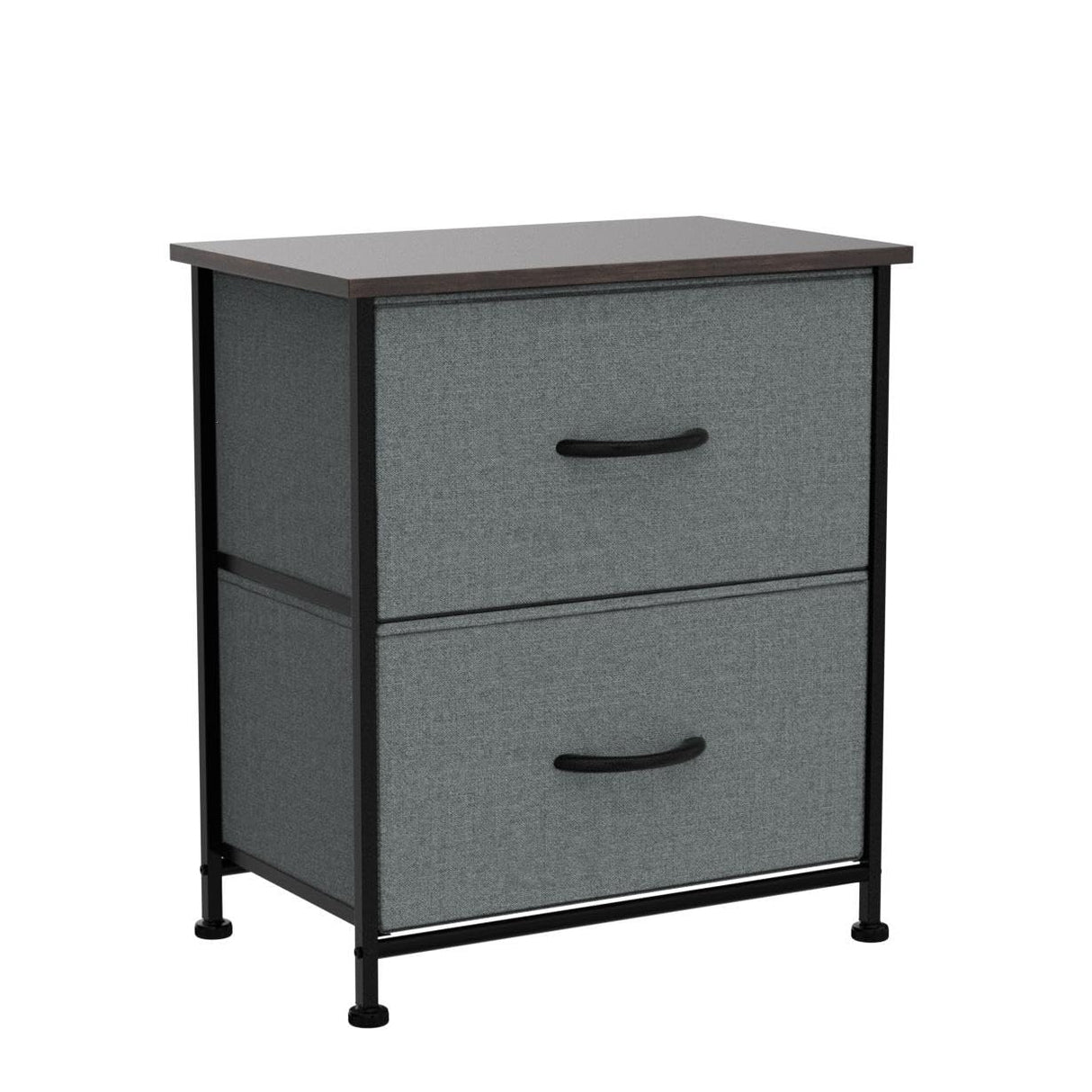 WLIVE Night Stand Set 2, Dresser and Nightstand Sets, Small Dresser for Bedroom with 2 Drawers, End Table with Fabric Bins for Closet, Bedside Furniture, College Dorm, Dark Grey WLIVE