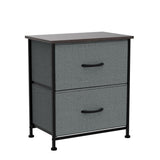 WLIVE Night Stand Set 2, Dresser and Nightstand Sets, Small Dresser for Bedroom with 2 Drawers, End Table with Fabric Bins for Closet, Bedside Furniture, College Dorm, Dark Grey WLIVE