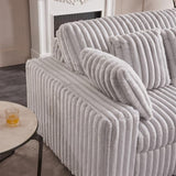 Pemberly Row 113" W Corduroy Fabric Cloud Convertible Sectional Deep Seat Sofa Slider with Power Recliner Glider, USB Charging Ports, and 6 Cushions in Presley Charcol for Living Room Pemberly Row