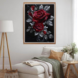 MOMDEDP Rose Diamond Painting Kits for Adults,Rose Flower Diamond Art Kits for Beginners,Roses Gem Art Kits for Adults for Home Wall Decor 16x12inch Floral MOMDEDP