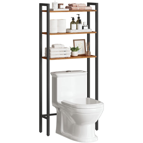 HOOBRO Over The Toilet Storage, 3-Tier Over Toilet Bathroom Organizer, Bathroom Shelves Over Toilet, Space Saver Over The Toilet Shelf, Easy to Assemble, Rustic Brown BF41TS01 HOOBRO