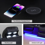 A Ainehome Power Recliner Set, Leather Sectional Sofa Set for Living Room, Home Theater, with LED Lights, Cup Holder, Hide-Away Storage, Wireless Charging(A-Black) A Ainehome