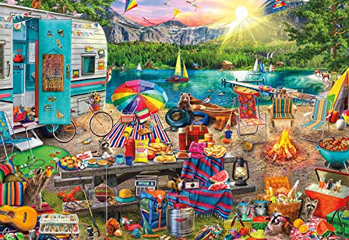 Buffalo Games - Aimee Stewart - Family Campsite - 2000 Piece Jigsaw Puzzle for Adults Challenging Puzzle Perfect for Game Nights - 2000 Piece Finished Size is 38.50 x 26.50 - WoodArtSupply