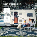 wikiwiki Outdoor Rug, 8x10ft Waterproof Reversible Mat Indoor Outdoor Rugs Carpet, Small Area Rug Plastic Straw Rug for Patio Deck Balcony Pool RV Camping Beach Picnic, Blue & Beige, Rugscape Series wikiwiki