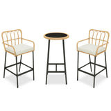 Vikiullf 3 Pieces Patio Bar Table Set, Outdoor Wicker Bar, All Weather Height Bar Stools and Table Set, for Garden, Deck, Balcony Vikiullf