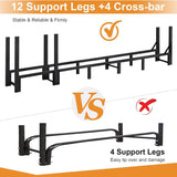 Shomextol 8ft Large Firewood Rack Outdoor, Heavy Duty Metal Wood Rack with Kindling Storage - For Indoor & Outdoor Fireplace, Wood Pile Organizer,Black Shomextol