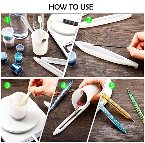 3Pcs Pen Resin Mold, Epoxy Resin Molds with 45Pcs Ink Pen Refills,Ballpoint Pen Silicone Molds Resin Casting Molds for DIY Crafts Making and Student Gift