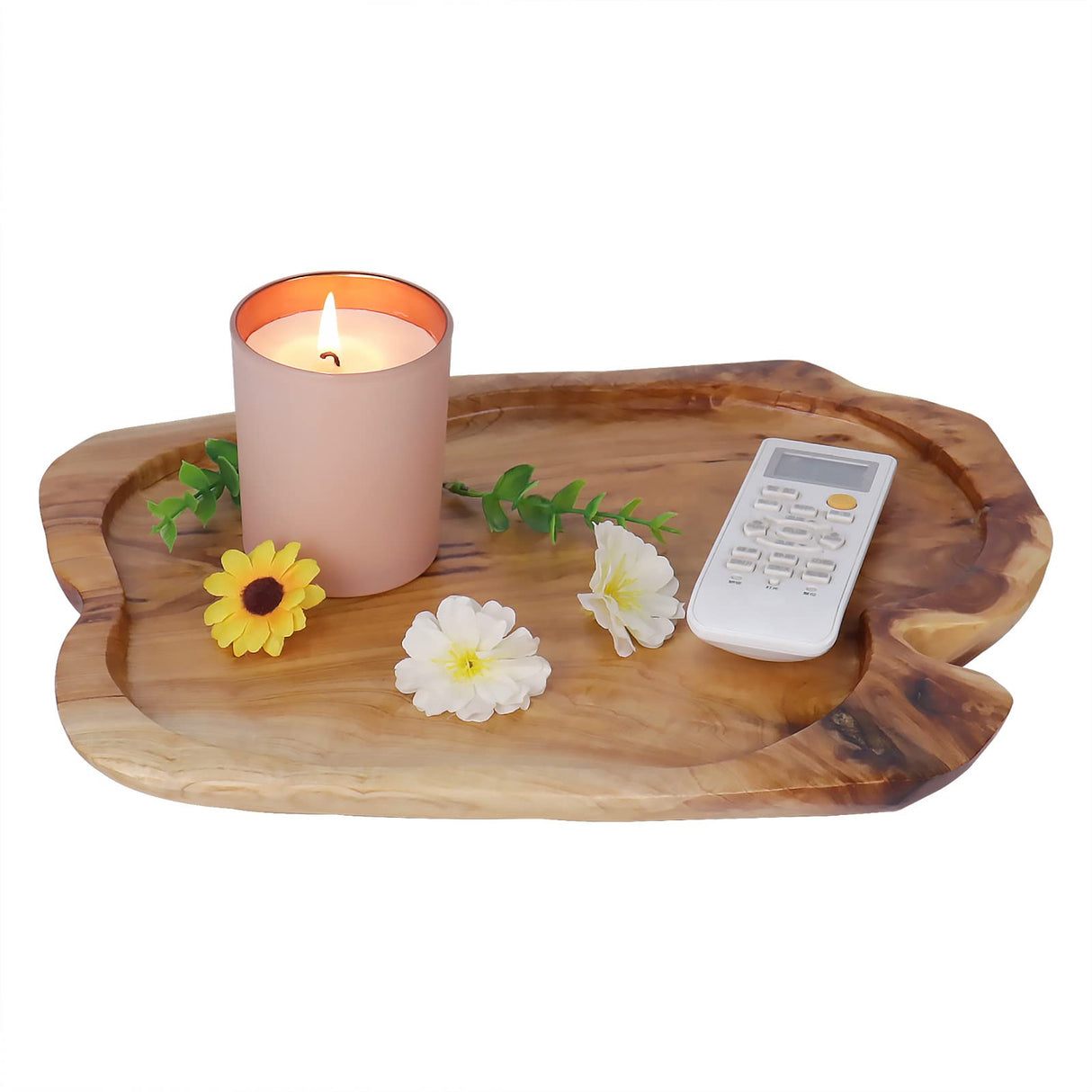 DeziWood Wooden Tray for Decor, Small Wood Serving Tray, Rustic Wood Decorative Tray, Farmhouse Candle Holder Decorative Tray for Home Decor, 13x9.8x1.5 Inch DeziWood