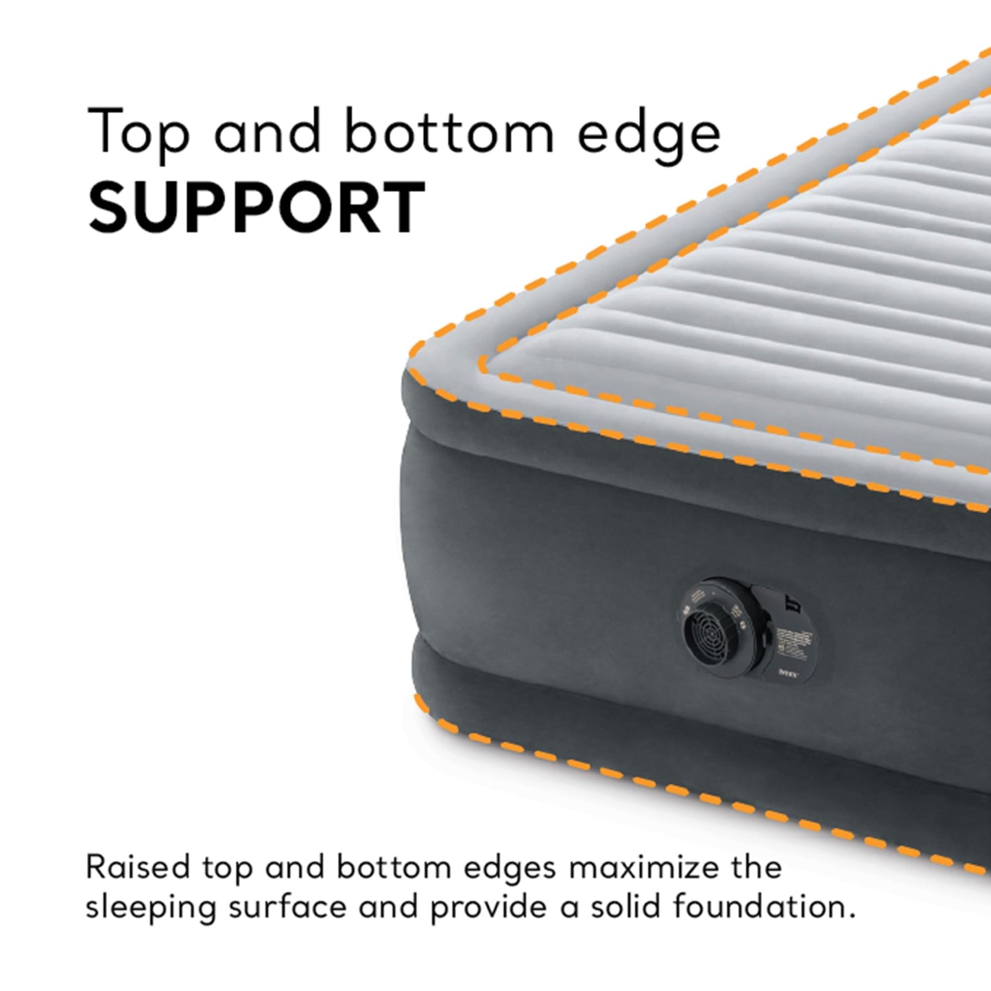 INTEX 64411ED Dura-Beam Deluxe Comfort-Plush Elevated Air Mattress - Fiber-Tech – Twin Size – Built-in Electric Pump – 18in Bed Height – 300lb Weight Capacity