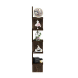 Furinno Rossi 5-Tier Wall Mount Floating Corner Square Shelf, Columbia Walnut Furinno