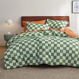 Bedsure Comforter Set Queen Size - Checkered Bedding Comforter Set for Boys, 3 Pieces, 1 Soft Green Comforter and 2 Pillow Shams Bedsure