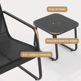 Gizoon Patio Chairs Set of 2, Patio Furniture Set with Metal Frame Glass Table, Outdoor Chairs Set of 2 for Balcony, Bistro Table and Chairs Set for Lawn, Black Gizoon