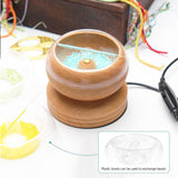 EHERDM Electric Bead Spinner Wood Beaded Bowl with 3 Trays and 2 Beading Needles Automatic Speed and Direction Adjustment Quick Beading Tools for Jewelry Making Kit EHERDM