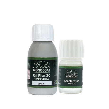 Rubio Monocoat Wood Stain & Finish 65 ft² - Linen | Oil Plus 2C | Quick-Dry, Eco-Friendly Linseed Wood Oil for Indoor Use, Includes Accelerator (Part B) | Protector | 130 ml Rubio Monocoat