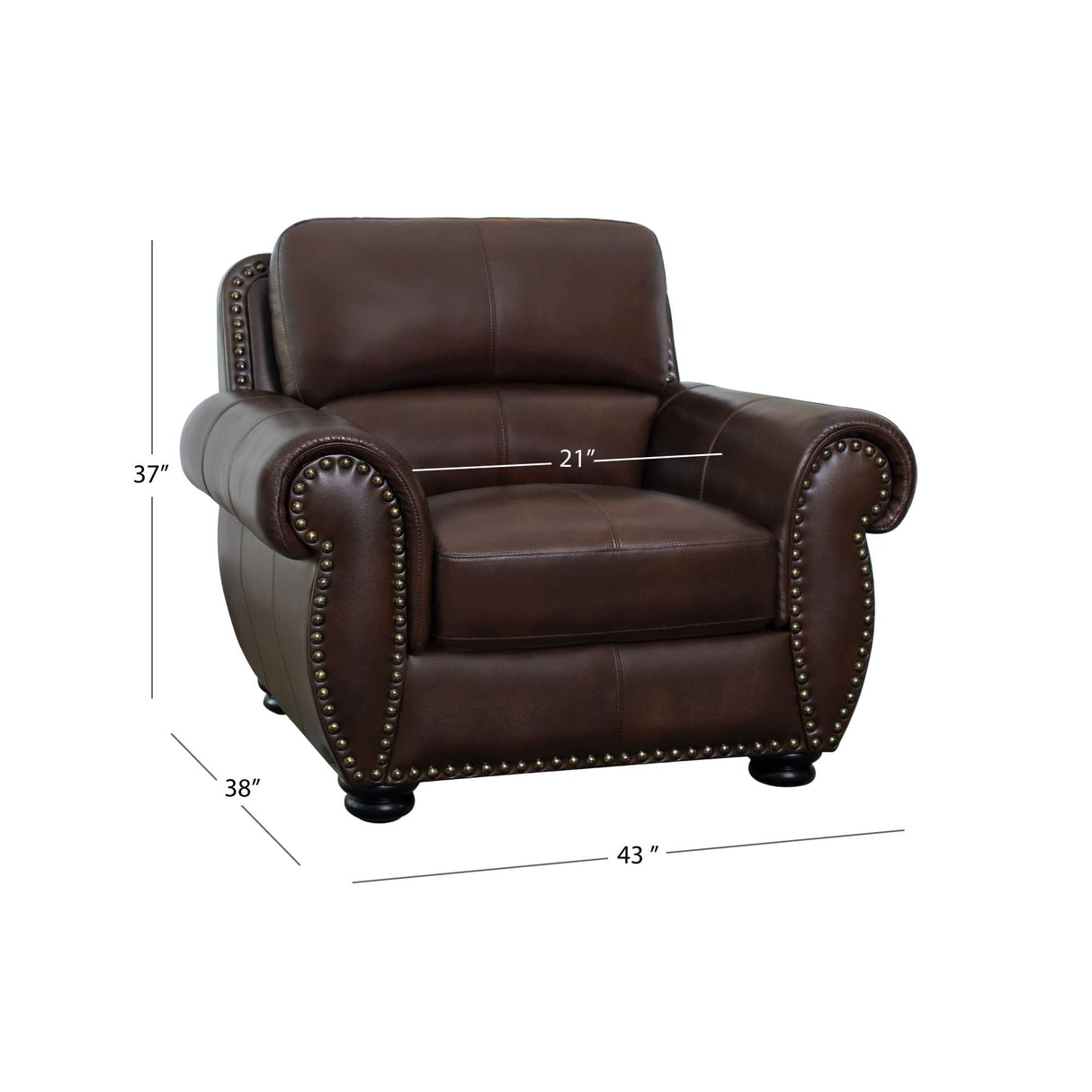 Abbyson Living Austin Leather Armchair - Traditional Design, Nailhead Trim, Brown Abbyson Living