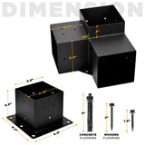 WIMART Pergola Bracket, 3-Way Pergola Right Angle Bracket, Raised Wood Bracket for 6"x6" (Inner Dimensions: 5.5"x5.5") Wooden Beam, Pergola, Garden, Gazebo,... (Set 8) WIMART