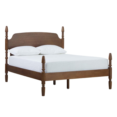 Walker Edison EZ Assembly™ Traditional Wood Spindle Post Bed, Modern Farmhouse Bed Frame Queen Bed Frame with Headboard, No Box Spring Required, Queen Size, Dark Brown Walker Edison