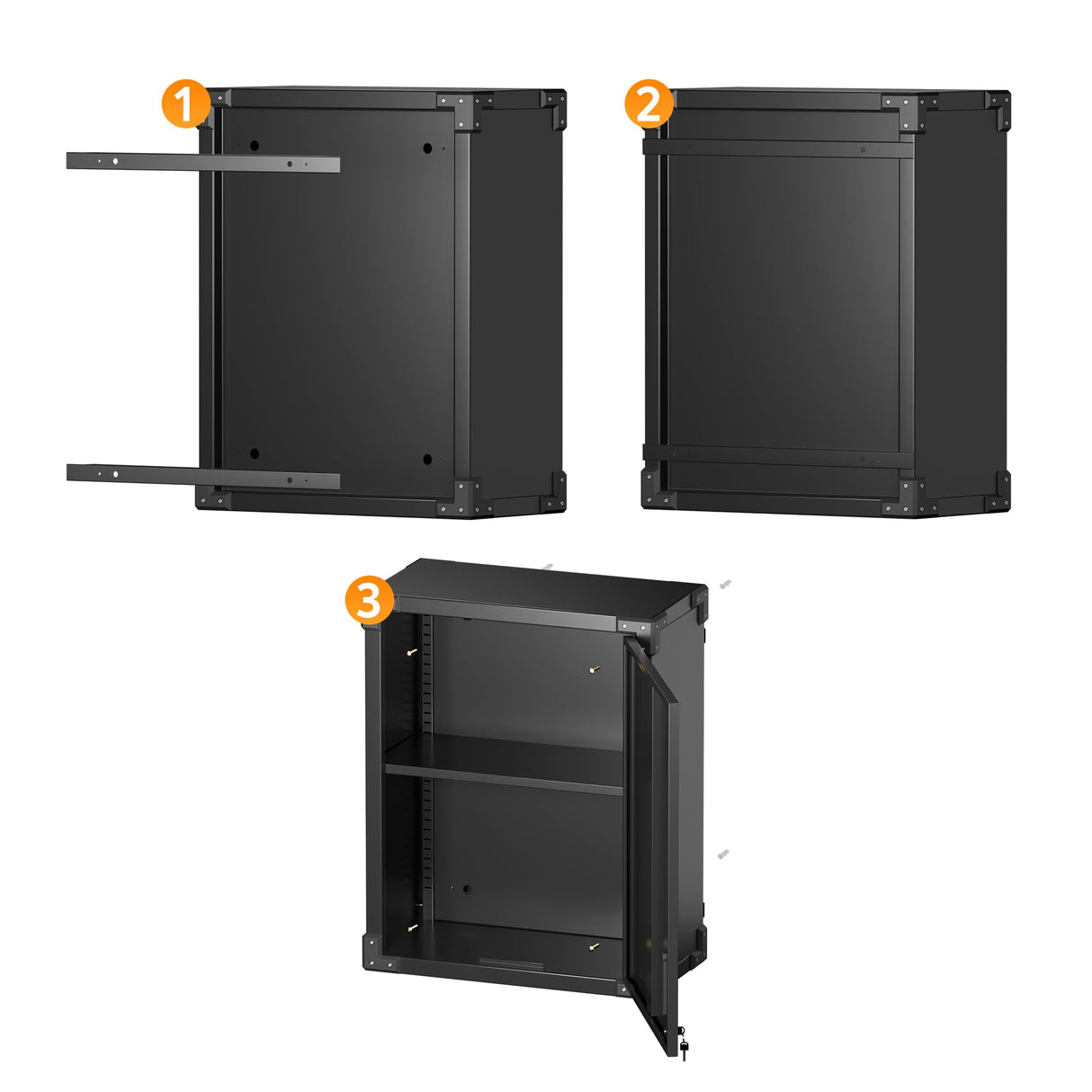 Aobabo Metal Wall Cabinet with Door, Lock and Adjustable Shelf, Metal Hanging Cabinet, Steel Garage Storage Cabinet for Home, Office and Kitchen, Black Aobabo