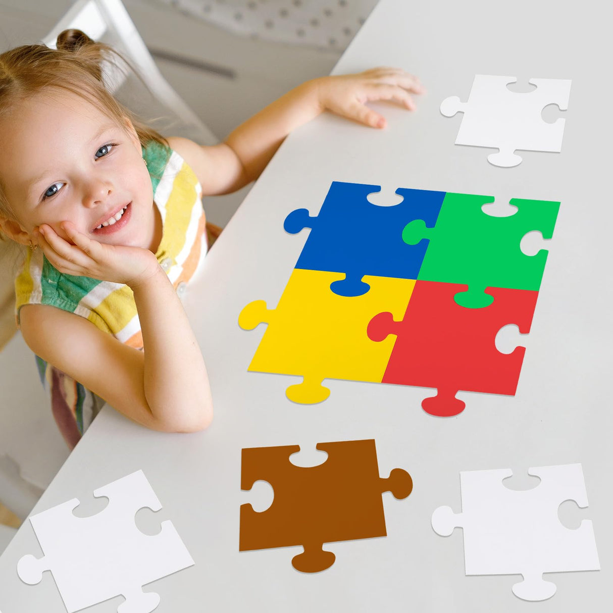 Sonwyoung 30 Pcs Large White Blank Cardboard Puzzles to Draw on 8 x 9 Inch Make Your Own Jigsaw Puzzle Pieces Giant Double Puzzle Blank White Papers for Kids Adult DIY Arts and Crafts Projects Sonwyoung