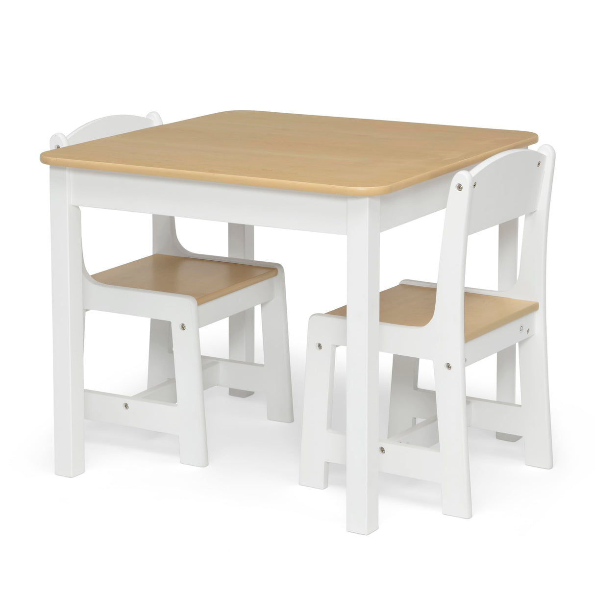 Delta Children MySize Kids Wood Table and Chair Set (2 Chairs Included) - Ideal for Arts & Crafts, Snack Time, Homeschooling, Homework & More, Bianca White/Natural Delta Children