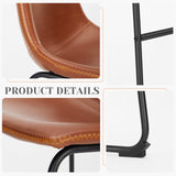 Sweetcrispy Counter Height Bar Stools Set of 2, Modern Counter Stool Faux Leather Barstools with Back, 26 inch Seat Height Island Stools Countertop Comfortable Brown Bar Chairs with Metal Legs Sweetcrispy