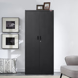 BESFUR Metal Storage Cabinet, 72" H x 36" W x 18" D Garage Storage Cabinet, Adjustable Shelves and Locking Doors for Office, School, Garage - Black BESFUR