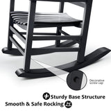 Hupmad Wooden Rocking Chair Rocker Outdoor Oversized Porch Rocker Chair,Patio Wooden Rocker with High Back and Armrest,All Weather Rocker Slatted for Backyard,Garden,400 lbs Support,Black Hupmad