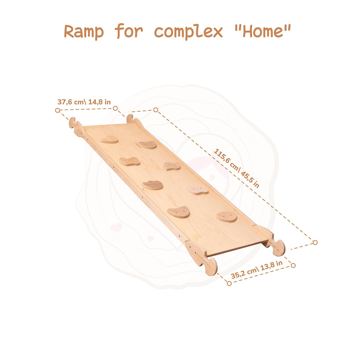 Woodandhearts Toddler Gym Playhouse, Indoor Playground, Toddler Playground, Montessori Climbing Set (Ramp, Natural Wood) Wood And Hearts