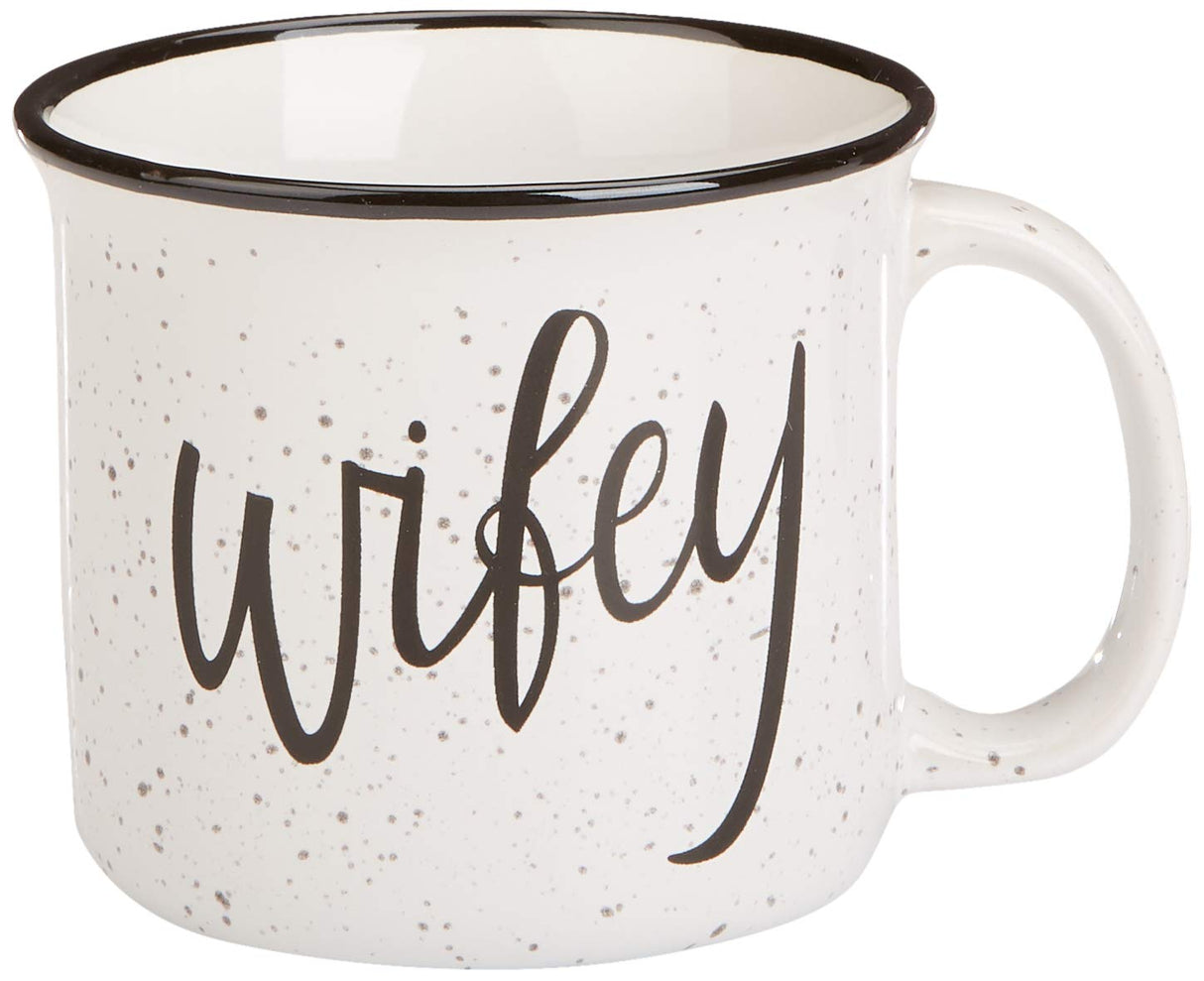 CAM N HONEY Farmhouse Hubby and Wifey Funny Campfire Couples Coffee Mug Set | 14oz Ceramic Mugs | Perfect for Husband and Wife CAM N HONEY