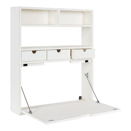 Kate and Laurel Georgie Rustic Wood Floating Transitional Computer Desk for Home Office with Folding Design, 26x6x30, White Kate and Laurel