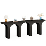 Tribesigns Black Console Table, 94-Inch Entryway Console Table, Wood Sofa Table Behind Couch with Arched Base, Narrow Hallway Table, Modern Foyer Accent Table for Entrance Living Room (Set of 2) Tribesigns