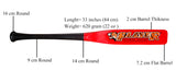 PSG 33" High-Grade Pro Maple Flat Half Paddle Training Baseball & Softball Bat in Lenght:33"/ Weight:20 oz/Flat Dia:3" for Proffessional Players in Red & Black Color by Player Sports Goods LLC Player Sports Goods