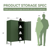 XIOMIOHTRQ Metal Locker Cabinet, Green Storage Cabinets with 2 Doors and Adjustable Shelves, 3 Tier Modern Storage Freestanding Sideboard for Living Room,School,Office Home Kitchen and Coffee Bar XIOMIOHTRQ