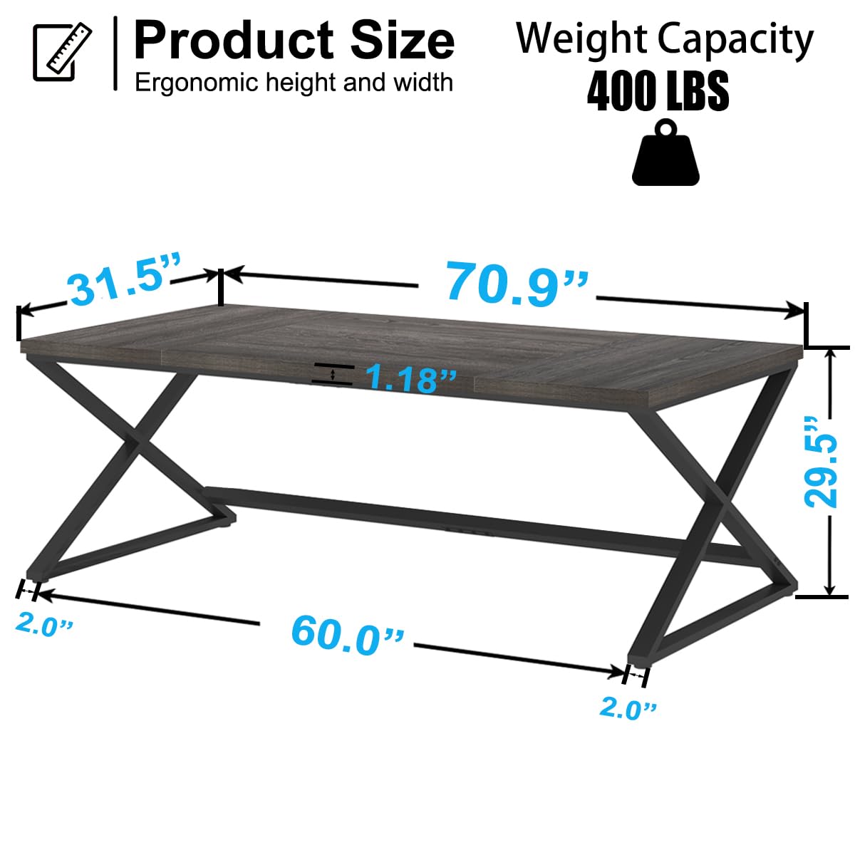 IBF Large Black Computer Desk, 70.8” Long Writing Desk for Home Office, Modern Simple Executive Work Study Desk for Two Person, Wood Double PC Gaming Workstation Computer Table for Bedroom, B - WoodArtSupply