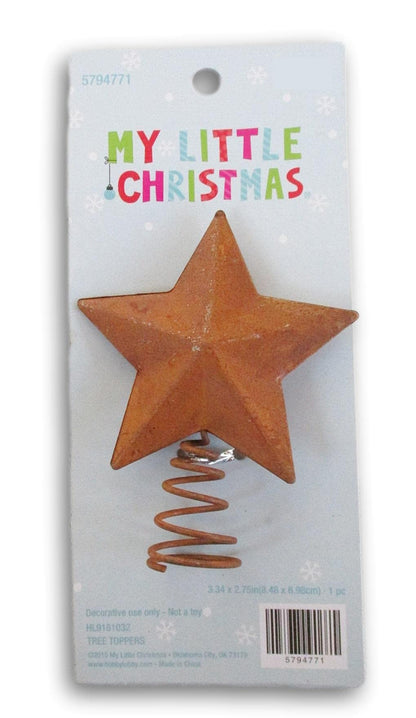 Rust Metal Star Mini Tree Topper - 2.75 Inches, Brown