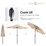 Sophia & William 5 Pieces Outdoor Furniture with 9ft Beige Patio Umbrella, Outdoor Patio Dining Set for 4 People, Square Faux Wood Patio Table and Rattan Chairs, Patio Furniture Set with Seat Cushions Sophia & William