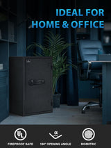 TIGERKING Biometric Fingerprint Fireproof Safe for Home Office, 3.47 Cu Ft Solid Steel Security Safe with Removable Shelf, Stores 29 Fingerprints, 30 Min Fire Protection, Anti-Theft Digital Safe TIGERKING