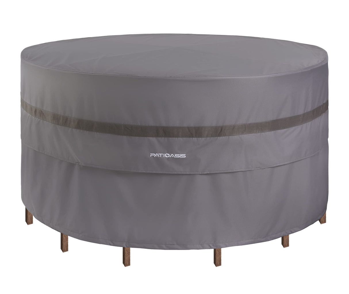 Grey Outdoor Round Table and 7-9 Chairs Cover Large 90'' Dia Waterproof Windproof UV-Resistant Patio Lawn Furniture Dining Table Set Covers 30inches High PATIOASIS