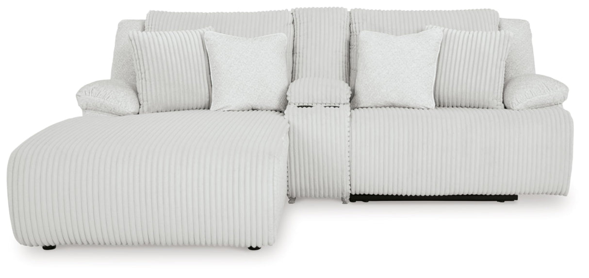 Signature Design by Ashley Top Tier Casual L-Shaped Left-Arm Facing 3-Piece Reclining Sectional Sofa with Chaise, Console Storage and 4 Accent Pillows, White Signature Design by Ashley