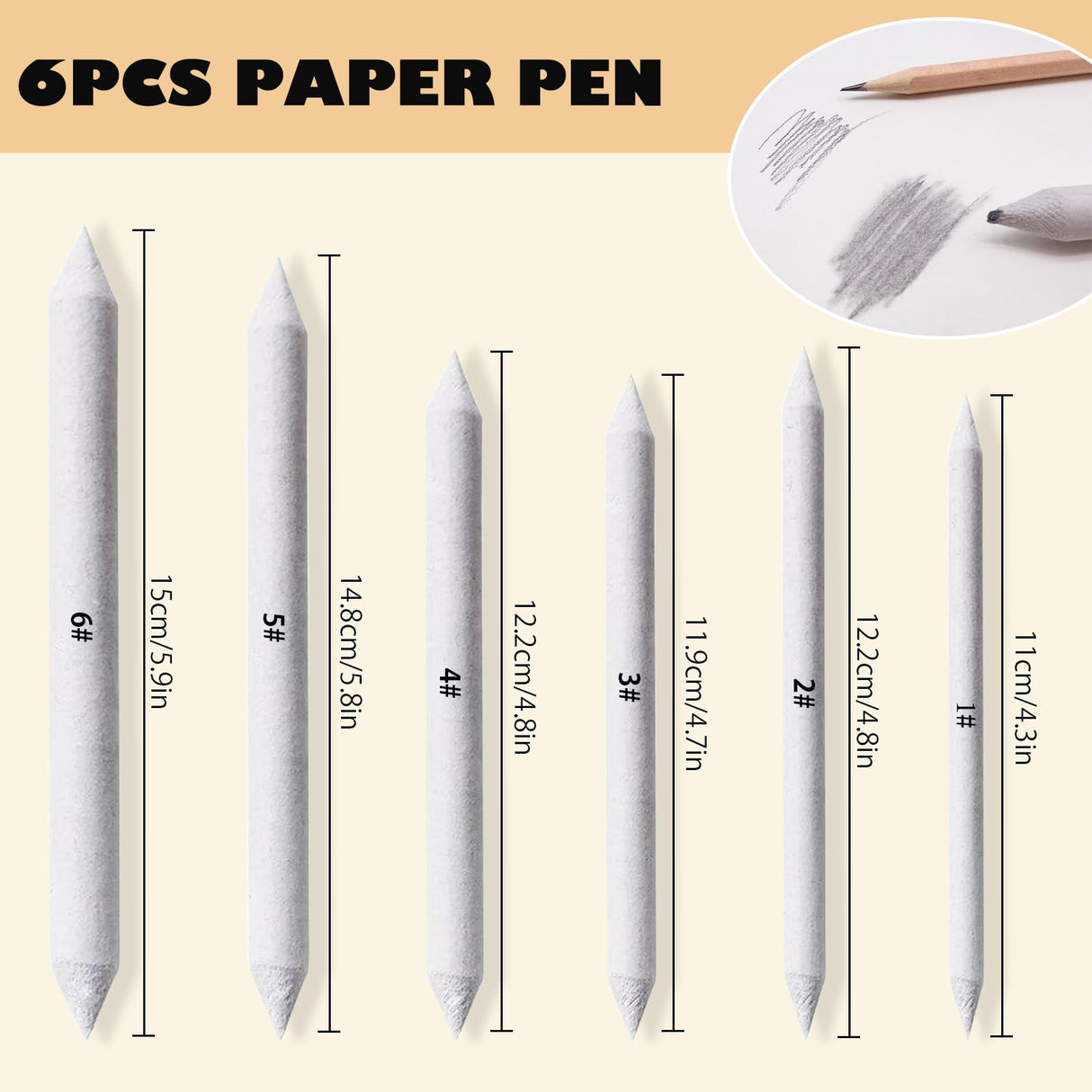 Haojiaho Blending Stump, 9pcs Blending Stumps, Blending Sponge Pens and Sandpaper Pencil Sharpener, Washable & Reusable, Tortillions Paper Art Blenders for Student Artist Charcoal Sketch Drawing Haojiaho