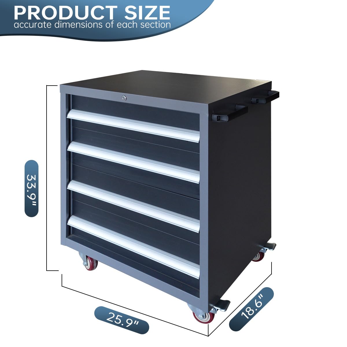 JZD Metal Garage Storage Cart with 4 Locking Drawers JZD