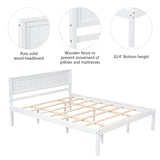 Merax Queen Size Wood Platform Bed with Headboard – White Finish, No Box Spring Needed Merax