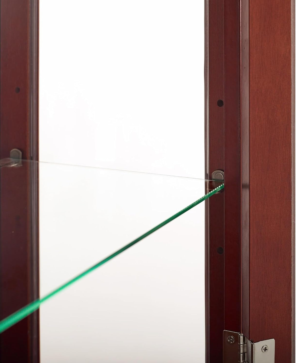 Curio Cabinet with Adjustable Shelves, Mirrored Back, Tempered Glass Doors, 6 Tier, Cherry WoodArtSupply