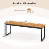 Tangkula Patio Dining Bench, 2-3-person Backless Bench with Slatted Seat & Metal Legs, Indoor Outdoor Bench for Entryway, Front Porch, Garden, Poolside, Farmhouse Kitchen Dining Seat Tangkula